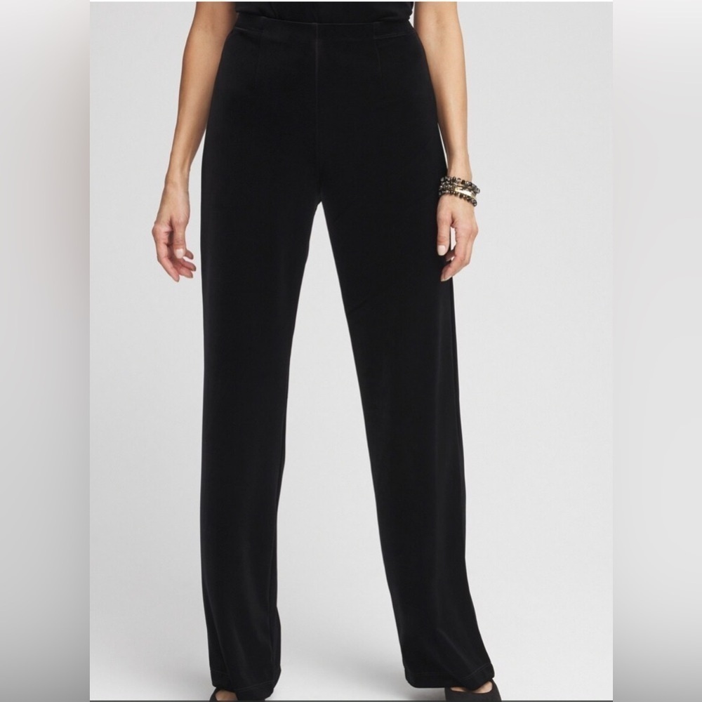 Chico’s Travelers Black Velvet No-Wrinkle Straight Leg Pull-On Pants Large - Picture 11 of 11